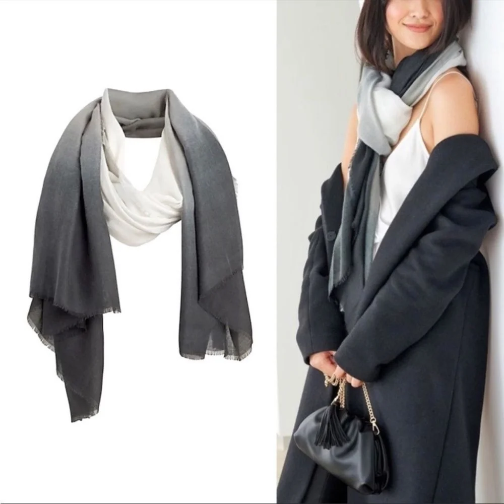 NWOT Ombre' Black, Gray & White scarf
